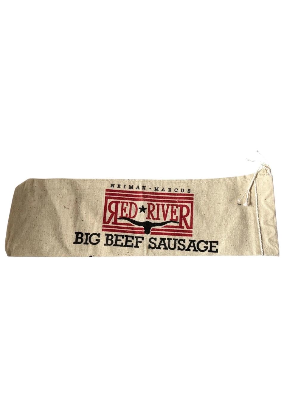 Vintage Red River Big Beef Sausage Cloth Bag Neiman Marcus Dallas TX Advertising